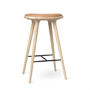 Hoker Barowy Mater High Stool, Dąb Mydlany/skóra Piaskowy , 74 cm