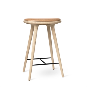 Hoker Barowy Mater High Stool, Dąb Mydlany/skóra Piaskowy , 69 cm