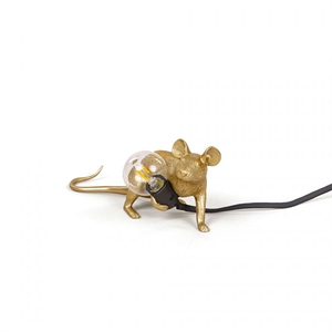 Seletti Mouse Lop Leżąca Lampa Stołowa Złota
