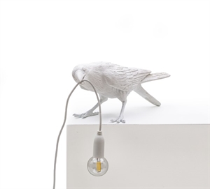Seletti Bird Playing Lampa Stołowa Biała Zewnętrzna
