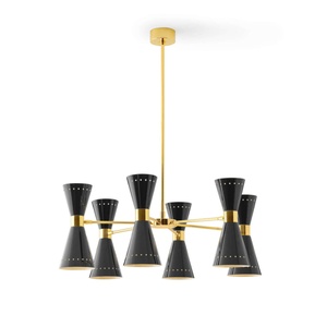 Stilnovo Megafono Lampa Wisząca 12 Złoty/ Czarny/Ivory