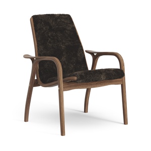 Fotel laminowany Swedese, lakierowany Orzech włoski/espresso/skóra owcza
