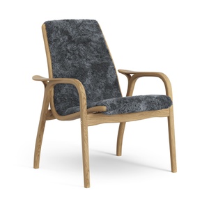 Fotel laminowany Swedese, olejowany dąb/węgiel/skóra owcza