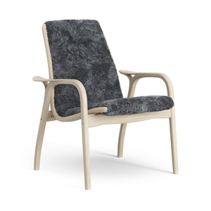 Fotel laminowany Swedese, lakierowany dąb/węgiel/skóra owcza