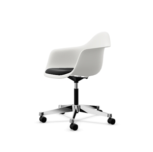 Plastikowe Krzesło Biurowe PACC Vitra Eames z Wyściełanym Siedziskiem i Obrotnicą Czarny- Biały