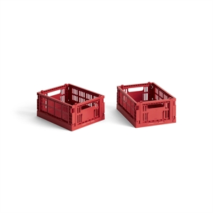 Zestaw 2 małych skrzynek do przechowywania HAY Colour Crate w Czerwony