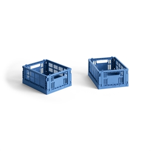 Zestaw 2 Skrzynek do Przechowywania HAY Colour Crate w Kolorze Elektryzującego Błękitu