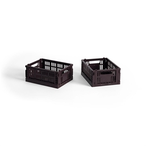 Zestaw 2 Mini Pudełek do Przechowywania Skrzynek HAY Colour Crate w Kolorze Bordowym