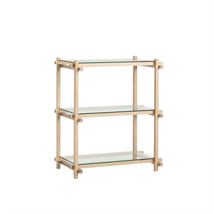Regał biblioteczny HAY Woody Shelving 2.0, Mały , migdałowy, biały/szkło