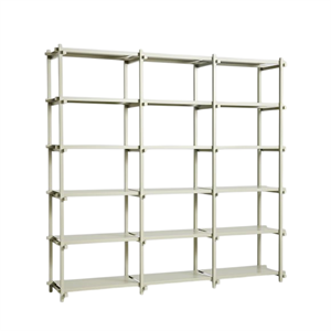 Regał Biblioteczny HAY Woody Shelving 2.0, Duży, w Kolorze Dymnej Szarości/stal
