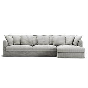 Sofa Trzyosobowa Decotique Le Grand Air Lewostronna w Paski Jesionowe/lniane