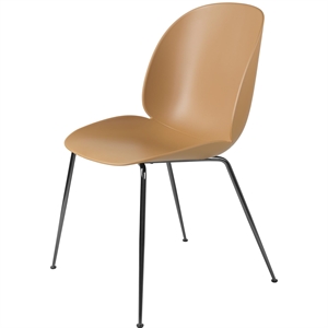 Krzesło do Jadalni GUBI Beetle, Podstawa Stożkowa , Czarny Chrom/ Bursztynowy Brązowy