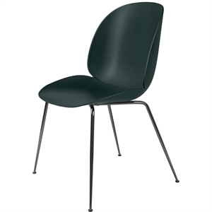 Krzesło do Jadalni GUBI Beetle , Podstawa Stożkowa , Czarny Chrom/ Zielony