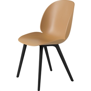 Krzesło do Jadalni GUBI Beetle, Czarny Plastikowa Podstawa/ Bursztynowy Brązowy