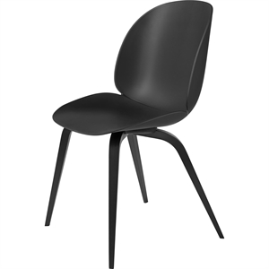 Krzesło do Jadalni GUBI Beetle z Drewnianą Podstawą, Buk Barwiony na Czarny , Matowy/ Czarny