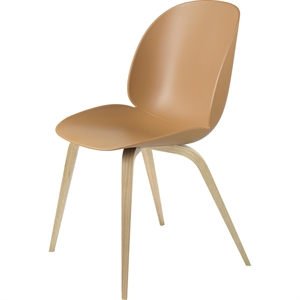 Krzesło do Jadalni GUBI Beetle z Drewnianą Podstawą Dąb Matowy/ Bursztynowy Brązowy
