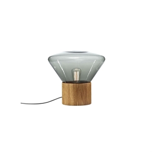 Brokis Muffins Wood 01 Lampa Stojąca Przydymiony Szkło i Naturalny Dąb z Czarny Kabel