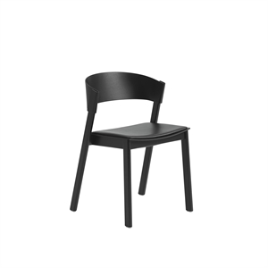 Krzesło do Jadalni Muuto Cover, Czarny Skóra/ Czarny