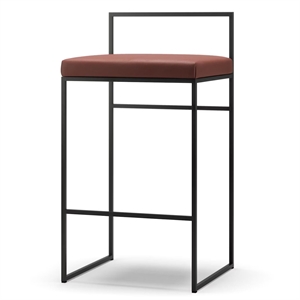 Krzesło barowe Department z oparciem 80 cm, Czarny/brązowe, skórzane
