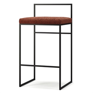 Krzesło Barowe Department z Oparciem 80 Cm, Czarny/rdzawe, Bouclé