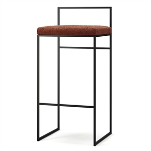 Krzesło Barowe Department z Oparciem 90 Cm, Czarny/rdzawe, Bouclé
