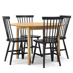 Zestaw Stołowy Department Wood Dining Table Dąb/ Czarny