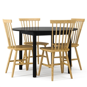 Zestaw Stołowy Department Wood Dining Table Czarny/dąb