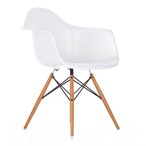 Plastikowe Krzesło do Jadalni DAW Vitra Eames, Biały/ Złoty Klon