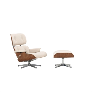 Fotel Vitra Eames z pufą , Orzech włoski naturalny /72 Snow/ Aluminiowy