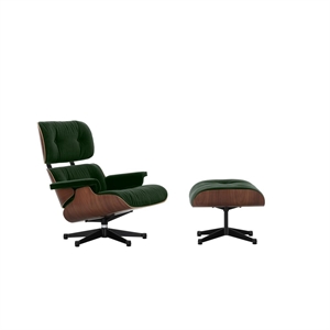 Fotel Vitra Eames z pufą Ciemny Orzech włoski/ 11 Sosnowa zieleń/Głęboka Czarny