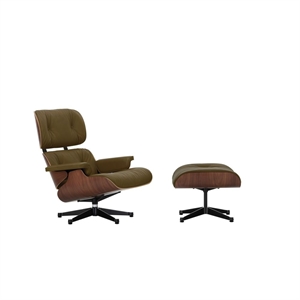 Fotel Vitra Eames z pufą Ciemny Orzech włoski/58 Khaki/Głęboka Czarny