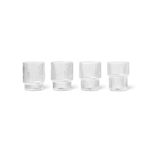 Ferm Living Ripple Glass Mały 6ml Zestaw 4 Przezroczysty