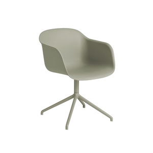 Krzesło do Jadalni Muuto Fibre z Podłokietnikiem i Obrotową Podstawa Dusty Zielony