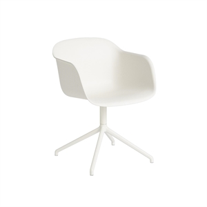 Krzesło do Jadalni Muuto Fibre z Podłokietnikiem i Obrotową Podstawa , Biały