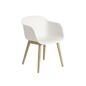 Krzesło do Jadalni Muuto Fibre z Podłokietnikami i Drewnianą Podstawa Naturalna Biały/dąb