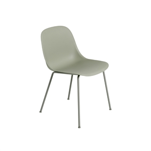 Krzesło do Jadalni Muuto Fibre z Rurową Podstawa w Kolorze Brudnej Zielony