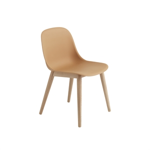 Krzesło do Jadalni Muuto Fibre z Drewnianą Podstawa w Kolorze Ochra/dąb