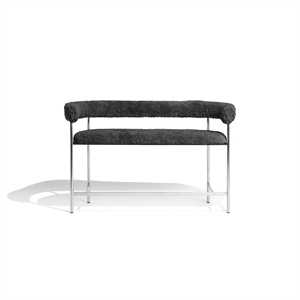 Sofa Møbel Copenhagen Font Bar 75 cm Skóra Owcza Szary/ Rama ze Stali Polerowanej