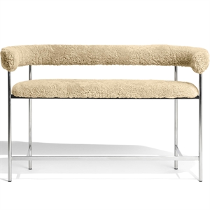 Sofa Møbel Copenhagen Font Bar 75 cm Skóra Owcza, miód/Rama ze Stali Polerowanej