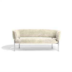 Sofa Møbel Copenhagen Font Skóra Owcza Oyster/Rama ze Stali Polerowanej