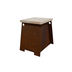 Frama 64 Stolik Boczny Stal Corten/Trawertyn