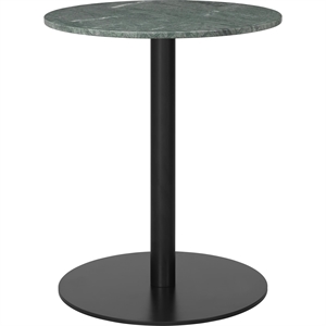Okrągły Stół do Jadalni GUBI 1.0 Ø60 cm M. Czarny Podstawa i Zielony Marmur z Gwatemali