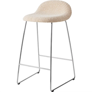 Stołek Barowy Gubi 3D H65 Stal nierdzewna/Lupo Special Diagonal Bouclé/Dedar 009