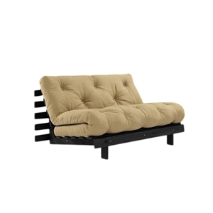 Sofa Rozkładana Karup Roots z Materacem Roots 140x200, Beżowy Pszeniczny/lakierowany na Czarno