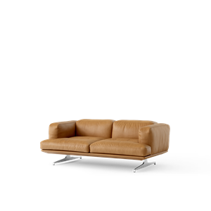 &Tradition Inland AV22 Sofa 2-osobowa, Skóra w Kolorze Koniaku/polerowane Aluminiowy