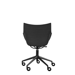 Krzesło Biurowe Kartell Q/Wood w Czarny/ Czarny Drewnie z Czarny Tapicerką