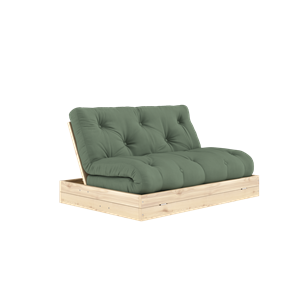 Karup Design Rozkładana Sofa Z Materacem 140x200 Oliwkowo-Zielona/Lakierowana Bezbarwnie