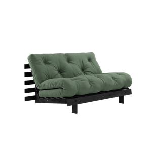 Sofa Rozkładana z Materacem Karup Design Roots 140x200 756 Oliwka/ Czarny Sosna