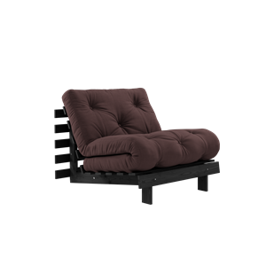 Sofa Rozkładana z Materacem Karup Design Roots 90x200 Czarna Nocna/ Brązowy