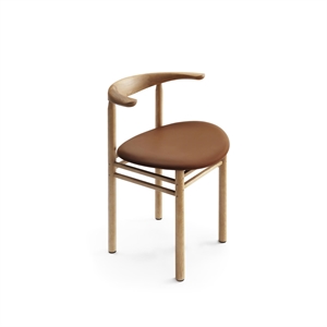 Nikari Linea Collection RMT3 Krzesło do Jadalni Drewno Jesionowe Barwione w Kolorze dębu/Elmosoft 33004 Skóra
